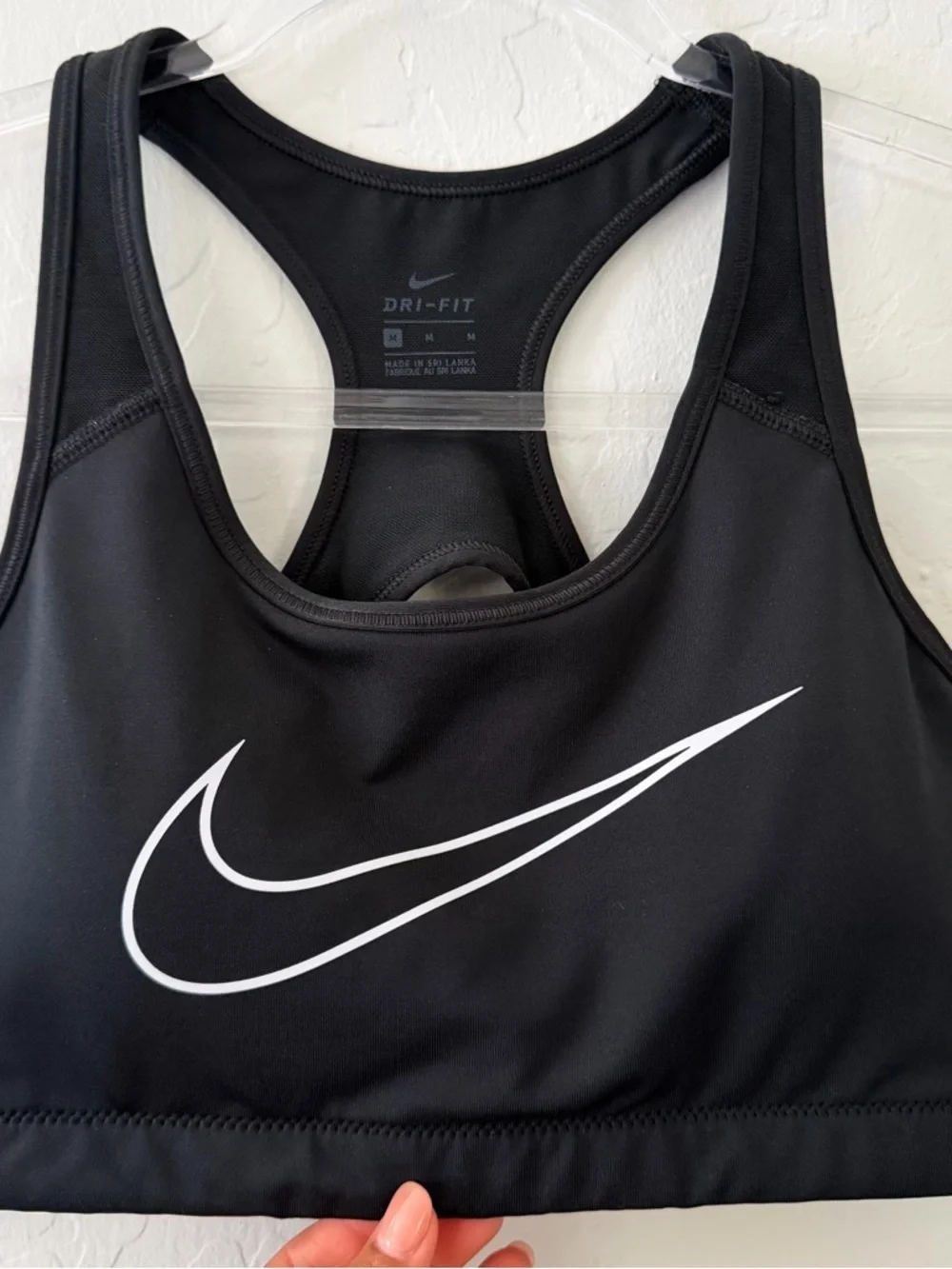 Nike Black Sports Bra with White Swoosh - Racerback Support